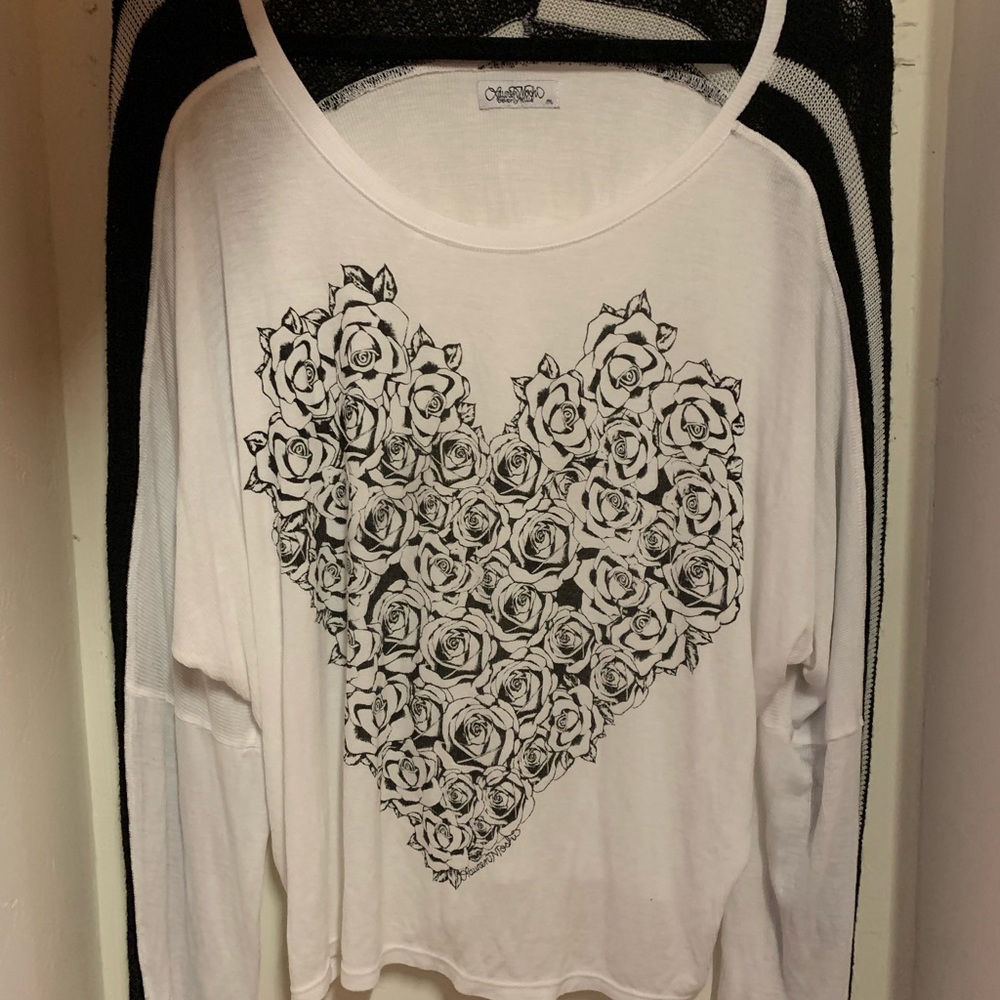 Lauren Moshi Black & White Rose Shirt